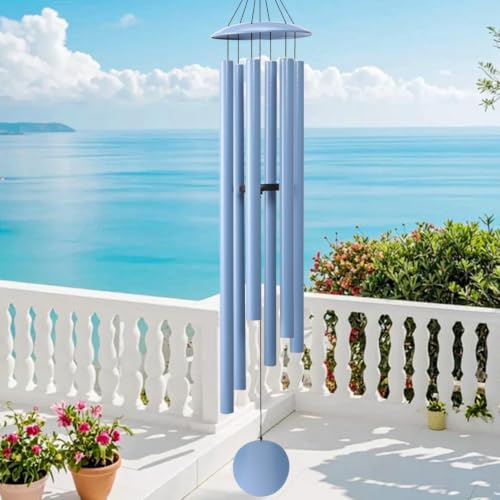 66" Wind Chimes for Outside Deep Tone - 6 Thicken Tubes Large Wind Chimes for Outdoor, Gifts for Women, Mom, Grandma, Sympathy, Big Windchimes for Garden and Patio (Glacier Blue) - color: Glacier Blue, size: 66 inches