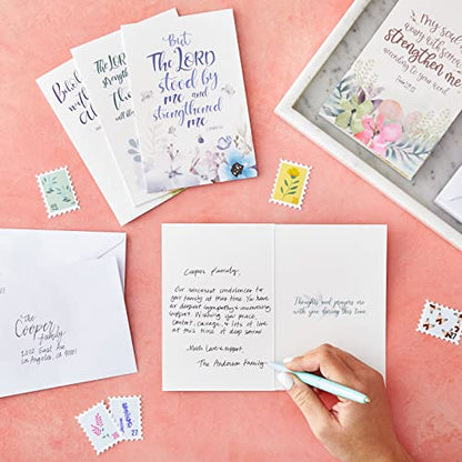 Faithful Finds Religious Sympathy Cards with Envelopes, Watercolor Floral (4x6 In, 36 Pack)