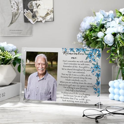 Roowest Flower Memorial Picture Frame Sympathy Gifts for Loss of Loved One Passed Away Acrylic Magnetic Photo Frames Bereavement for Mom, Dad, Family, 7 x 10 Inch - style: Flower