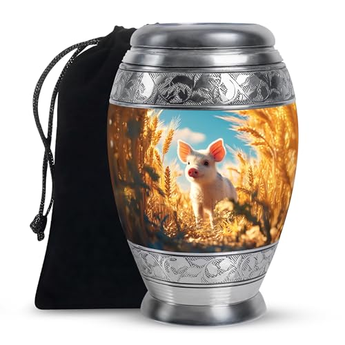 Pig Urn for Human Ashes Adult Female | Blue Urns For Human Ashes Adult For Indoor And Outdoor Cremation - Field Funeral Urns For Father & Mother Remains 10 Inch - color: Pig-5, size: 10 Inch