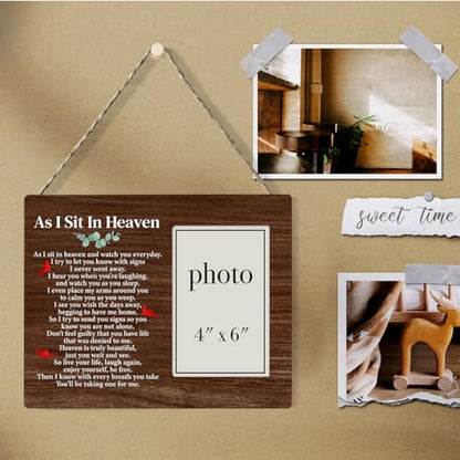Zauly Sympathy Gift Wood Picture Frame, Memorial Gift for Loss of Loved One | As I Sit in Heaven Picture Frames, 4 x 6 Inch Photo - color: As