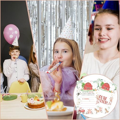 Birthday Invitations - Farm Animals Birthday Invites with Envelopes(25-Count) - Backyard Fill-in Party Invite Cards for Boys Girls Kids Party Supplies Favors Decorations - A03 - style: Farm Animals