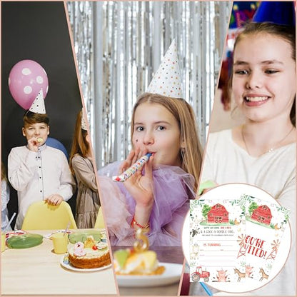 Birthday Invitations - Farm Animals Birthday Invites with Envelopes(25-Count) - Backyard Fill-in Party Invite Cards for Boys Girls Kids Party Supplies Favors Decorations - A03 - style: Farm Animals