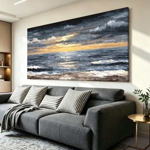 Canvas Wall Art Decor Modern Wall Art Pictures for Living Room Abstract Coastal Wall Art Prints Large Landscape Wall Art Decorations Abstract Canvas Art Wall Decor Bedroom Office Decor 24" X 48" - color: JYR-01R, size: 48"L x 24"W