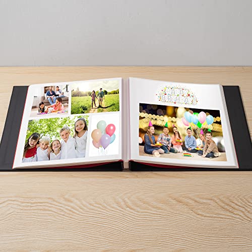 Large Photo Album Self Adhesive for 4x6 5x7 8x10 Pictures Magnetic Scrapbook Album 20 Sheets / 40 Pages Linen Cover DIY Photo Album with A Metallic Pen and and Plastic Board(Black) - color: Black, size: 11"x10.8" 40 Pages