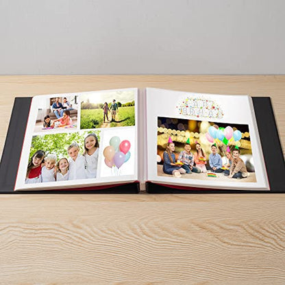Large Photo Album Self Adhesive for 4x6 5x7 8x10 Pictures Magnetic Scrapbook Album 20 Sheets / 40 Pages Linen Cover DIY Photo Album with A Metallic Pen and and Plastic Board(Black) - color: Black, size: 11"x10.8" 40 Pages