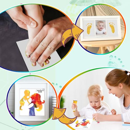 Baby Hand and Footprint Paint with Sponge Head, 2.54 fl oz, Non-Toxic & Acid-Free, Washable Baby Safe Paint for Newborn Keepsakes, Dog Nose & Paw Prints, Ideal New Mom Gift - Warm-Yellow - color: Warm-Yellow