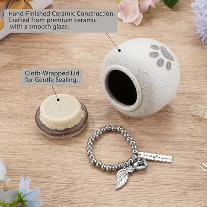 abooxiu Pet Urn for Dogs Cats 2.76 Inch Small Urn for Pet Ashes Cremation Keepsake Urns Ceramic Mini Urns for Ashes Pet Memorial Sympathy Gifts for Loss of Pets Dog Urns Cat Urns