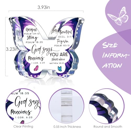 Christian Religious Gifts for Women Birthday, Inspirational Gifts for Friend Mom Sister, Christmas Spiritual Faith Keepsake, Pastor Butterfly Gift Prayer Room Decorative Sign Plaque - style: God Says