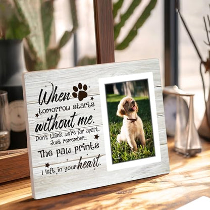 Pet Memory Picture Frame - Dog & Cat Memorial Photo Frame 4x6, Dog Picture Frames for Loved Ones Lost