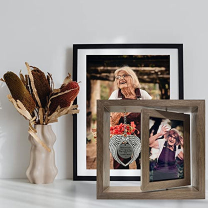 Besoamo Memorial Picture Frame 4x6, Sympathy Gifts for Loss of Loved One, Memorial Gift for Loss of Mom Dad, Rotatable Bereavement Sympathy Photo Frame with Angel Wings, Remembrance Condolence Gift - size: 4x6 inches Photo Frame with Angel Wings