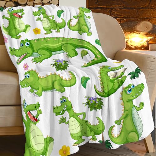 Alligator Blanket Super Soft Warm Crocodile Fleece Throw Blanket Cozy Fluffy Cartoon Alligators Animal Lightweight Flannel Gifts Blankets for Kids Adults 60"X50" - color: Alligators, size: 60"x50"