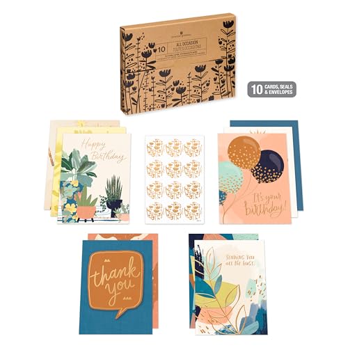 American Greetings 10-Count All Occasions Card Bundle with Envelopes- Birthday, Congrats, Support, Friendship, Thank You, and Sympathy