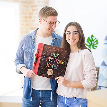 Scrapbook Photo Album, 12x12 Inch Our Adventure Book, 3D Embossed Words Hard Cover Movie Up Travel Album for Anniversary, Wedding, Baby Shower (Scrapbook-Letter) - color: Scrapbook-Letter