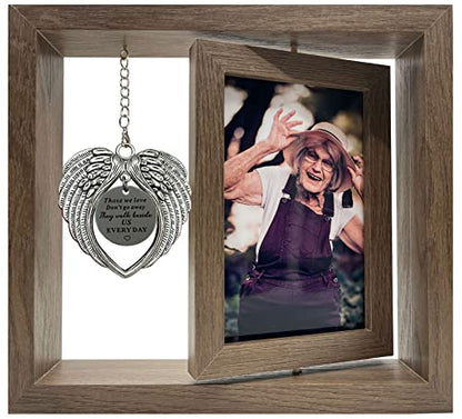 Besoamo Memorial Picture Frame 4x6, Sympathy Gifts for Loss of Loved One, Memorial Gift for Loss of Mom Dad, Rotatable Bereavement Sympathy Photo Frame with Angel Wings, Remembrance Condolence Gift - size: 4x6 inches Photo Frame with Angel Wings