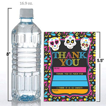 Sugar Skull Day of The Dead, Dia De Los Muertos, Colorful Halloween Thank You Notes for Kids, Ten 4" x 5.5" Fill In The Blank Cards with 10 White Envelopes by AmandaCreation - style: Sugar Skull Day of The Dead