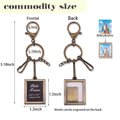 Angel Keychain with Picture for Women Condolences Gift for Loss Bereavement Gifts - color: Square
