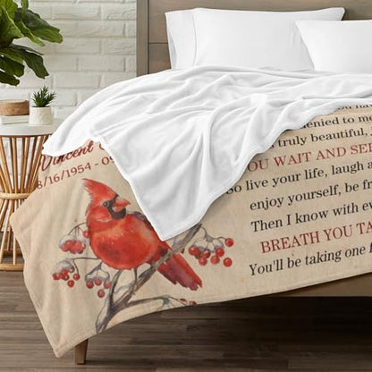 Personalized Memorial Blankets with Photos, in Memory of Loved One Gifts, Sympathy Bereavement Cardinal Blanket for Loss of Mom Dad Grandma Husband Son Daughter - color: New Arrivals-6