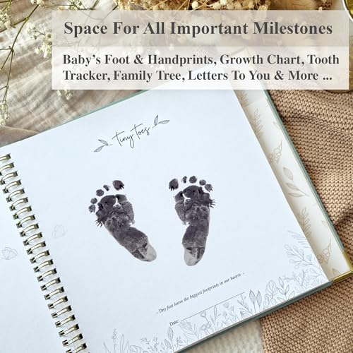 Baby Book Keepsake Boy or Girl Timeless Baby Memory Book First 5 Years for Baby Shower Gender Neutral Baby Scrapbook New Mom Gift Baby Journal from Birth to Age 5 Milestone Book Sage Green - color: Sage Green