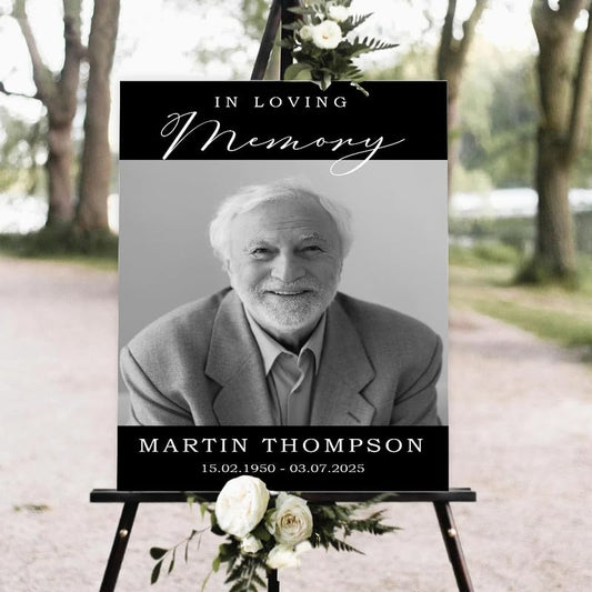 Funeral Welcome Sign with Photo, Memorial Picture Board, Celebration Of Life Decorations, Personalized Signs, In Loving Memory Sign, Black Funeral Decor - color: Style #6
