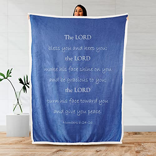 Prayer Blanket, Ultra Soft DoubleLayer Scripture 50"x65"Blue Indigo Blanket | Christian , 100% microfiberpolyester , promote healing in illness, depression , gift for women and men - color: Blue Indigo, size: Numbers 6:24-26