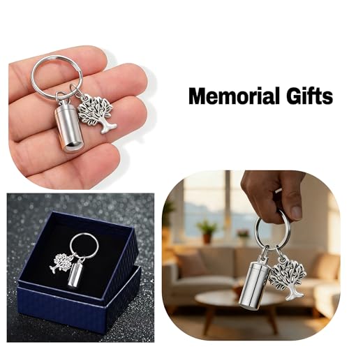 Gredstar Cremation Urn Keychain for Ashes, Cylinder Memorial Keepsake - color: Tree of Life