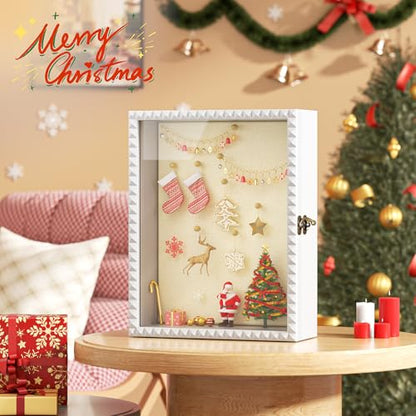 SZQINJI Shadow Box Frame 11x14 Deep Diamond Shape Display Cases Wood White - color: White, size: 11x14