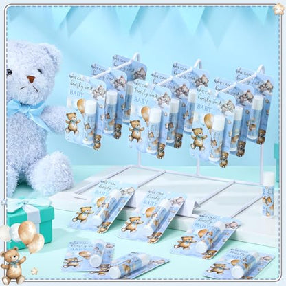 30 Pack Blue Bear Baby Shower Games Prizes Gifts Bulk Bear Lip Balms Favors for Winners Boys Girls Gender Reveal Favors Decorations Winter New Year Baby Shower Souvenirs Gift Bags Stuffer - style: Blue Bear