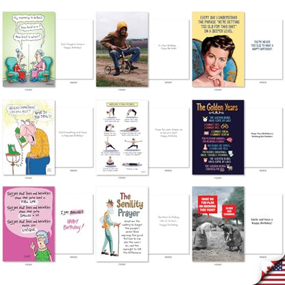 NobleWorks, 36 Assorted Box Set Funny Birthday Greeting Cards w/ 5 x 7 Inch Envelopes for Men and Women (36 Designs, 1 Each) Bday Getting Old AC10798BDG-B1x36 - style: Getting Old