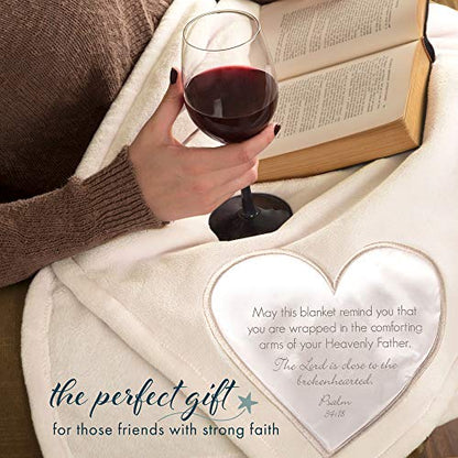 Pavilion Gift Company The Comfort Blanket 19534 Soft Blanket Heavenly Father Psalm 34: 18 Plush Throw Blanket, 60 x 0.5 x 50 inches, Beige - style: Psalm 34:18
