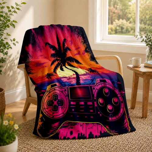 Gaming Fleece Throw Blanket, Purple Game Flannel Blankets for Couch 50"×60" - color: Gaming