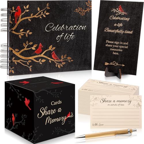 64 Pcs Funeral Guest Book Set for Memorial Service, Black, Cardinal - color: Black, style: Cardinal