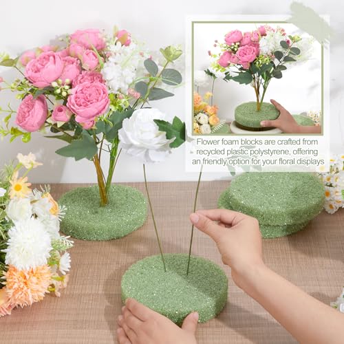Chunful 6 Pack Cemetery Vase Floral Foam Inserts 1.25 x 5.8 Inch Round Green Floral Foam for Artificial Flowers Dry Foams for Grave Vase Headstone Flower Arrangement - style: Round