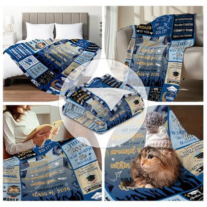 2026 Graduation Blanket for Her Him Graduation Class of 2026 Gifts for Women Men, College/PhD/Masters Deqree Graduations Gifts Graduate Super Soft Flannel Throw Blanket 50"X 60" - color: Graduation