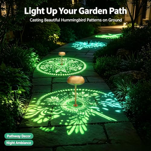 Upgraded 2 Pack 3-in-1 Solar Pathway Lights: RGB & Warm White Color Changing Garden Lights, Waterproof Outdoor Lighting for Garden, Yard, Path, Cemetery Grave