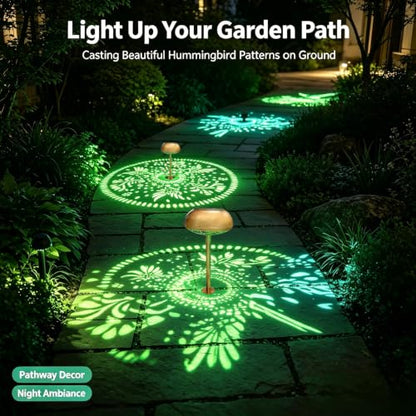 Upgraded 2 Pack 3-in-1 Solar Pathway Lights: RGB & Warm White Color Changing Garden Lights, Waterproof Outdoor Lighting for Garden, Yard, Path, Cemetery Grave