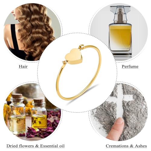 Oinsi Heart Urn Bracelet for Ashes, Cremation Jewelry Leather Bracelets for Men Women, Memorial Jewelry With Filling Kits - color: Gold