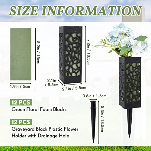 24 Pcs 12 Inch Cemetery Flower Vase with Ground Spikes & Foam for Memorials