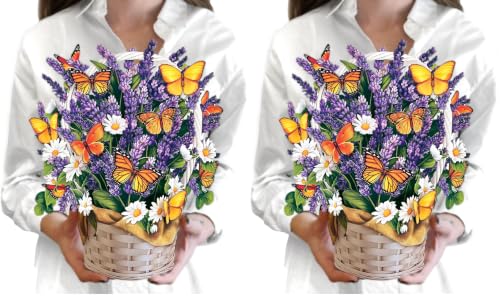 Freshcut Paper Pop Up Cards, Lavender & Butterflies, 12 Inch Life Sized Forever Flower Bouquet 3D Popup Greeting Card, Birthday & Thank You Card, Blank Notecard & Envelope (Pack of 2) - color: Lavender & Butterflies, size: 12 inches (Pack of 2)