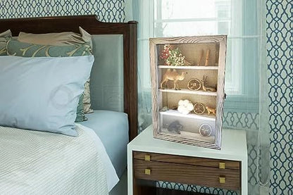 WANLIAN Shadow Box Frame with Acrylic 11x16“ Wooden Shadow Box Display Case with 3 Detachable Shelves & Linen Back, Wall-Mounted Deep Display Box Picture Frame for Photos Memorabilia (White) - color: White