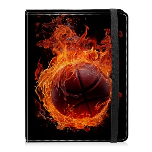 Photo Album 4x6 Photos - 60 Photos Capacity PU Leather Cover Photo Album with Strong Elastic Band, Portable Picture Album for Family Wedding Wedding Anniversary, Burning Basketball - color: Burning Basketball