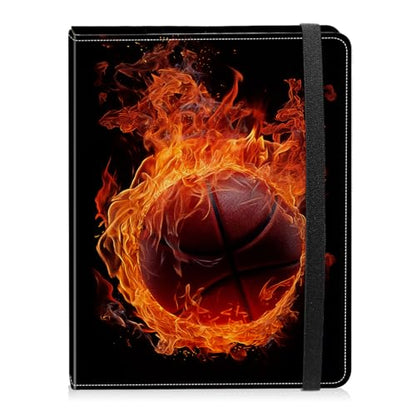 Photo Album 4x6 Photos - 60 Photos Capacity PU Leather Cover Photo Album with Strong Elastic Band, Portable Picture Album for Family Wedding Wedding Anniversary, Burning Basketball - color: Burning Basketball