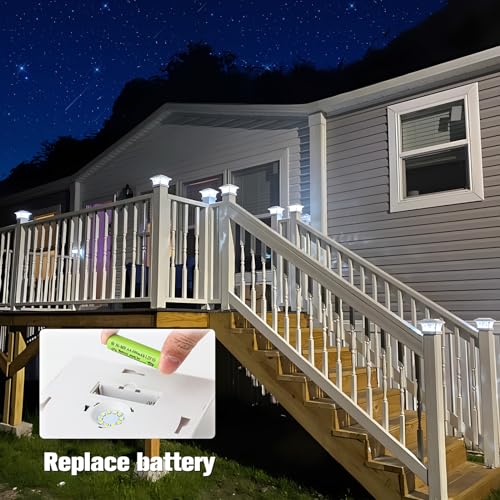 VOLISUN Solar Fence Post Cap Lights, Cool/Warm Modes Outdoor 4Pack, White - color: White, size: 4 Pack