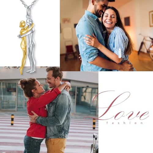 FLYOW S925 Sterling Silver Best Friend Couple Pendant Friendship Sun Moon Lotus Yin Yang Matching Bff Necklace for Women Jewelry - style: Hug-Cut Facet