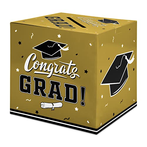 Gatherfun Graduation Party Decorations Box and Card Box for Gift, Favors, Decor, and Party Supplies - Gold - color: Golden