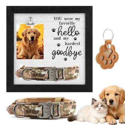 Dog Memorial Gifts, Pet Memorial Frame with Collar Holder, Loss of Dogs Sympathy Gift, Pets Cat Remembrance Bereavement Gift, Pets Hair Dog Fur Keepsake Keyring, for Pet Lovers