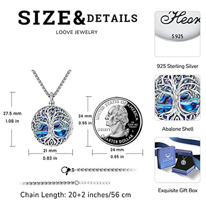 Urn Necklace for Ashes for Women/Men 925 Sterling Silver Cremation Jewelry w/Funnel Filler Memorial Jewelry Gifts - color: A-Tree of Life 2 (Abalone Shell), style: Customized