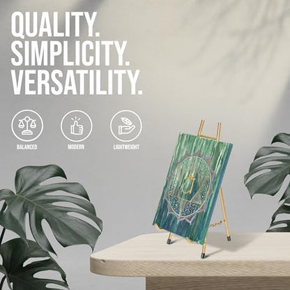 Red Co. 13” Tall Modern Metal Tripod Plate Stand and Art Holder Easel, Gold - color: Gold, size: Height - 13"