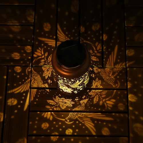 Cawalap Birthday Day Gifts for Women, Solar Lanterns Outdoor Waterproof | Hummingbird Hanging Solar Lights Outside Gardening Gifts, Garden Decor, Mothers Day Gifts for Mom Grandma,