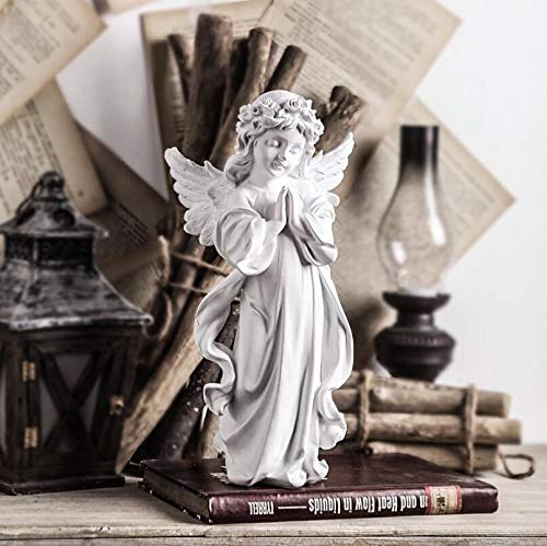 H&W Angel Statue, Angel Figurine, Adorable Flower Girl Decorative Ornaments | 12.5''H, Home Decor Fairy Prayer, Pray for Your Family, Christmas & Thanksgiving Day Decoration 【A】